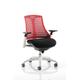 Flex Task Operator Chair White Frame Black Fabric Seat With Red Back With Arms