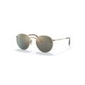 Ray-Ban Sunglasses Unisex Round Titanium - Gold Frame Blue Lenses Polarized 47-21