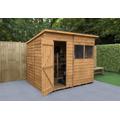 Forest Garden 8x6 Overlap Dip Treated Pent Wooden Garden Shed (Installation Included)