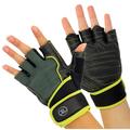 Fitness Mad Mens Leather Weightlifting Gloves (L) (Black/Neon Green)