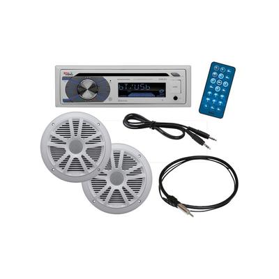 Boss Audio Marine Kit - MR508UAB Pair 6.5in MR6W Marine Speakers MRANT10 White MCK508WB.6
