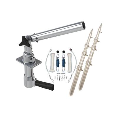 RUPP Marine Top Gun Package w/15' Telescoping Poles & Complete Single Line Rigging Kit w/Klickers Release Clips Revolution REV-TPGN-15T