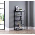 Staten Tall Bookcase with Black Metal Frame & Faux Concrete Shelves - Julian Bowen