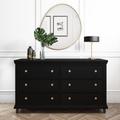 Black 6 Drawer Wide Chest of Drawers - Georgia