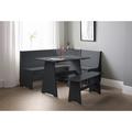 Dark Grey Wooden Corner Dining Set with a Bench - Seats 5 - Newport