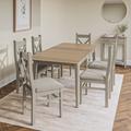 Extendable Dining Table & 6 Chairs in Fabric & Solid Oak - Adeline
