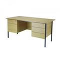 Serrion Double Pedestal 4 Leg Desk 1500x750x730mm Ferrera OakBlack