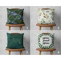 Green Leaves Pillow Cover, Plants Cushion Home Sweet Home, Botanical Pillowcase, Handmade Pillow, Any Size Decorative