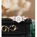 Hexagon Cut Moissanite Engagement Ring, Stacking Ring.14K/18K Rose Gold, Vintage Unique Diamond Cluster Ring Women, Wedding Bridal