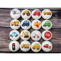 Kids Vehicle Drawer Knobs. 40mm White Wooden Door Handles With Many Transport/Vehicle Designs. Boys Nursery Furniture Knobs, Sold Separately