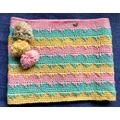 Spring Crochet Cowl, Pom Poms, Crochet Cowl, Pink Spring Scarf, Pastel Cowl