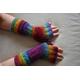 Hand Knitted Fingerless Mittens Gloves Orange Purple Colors Long Arm Warmers Winter