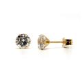 9Ct Gold Cz Studs 5mm Round Earrings Gift Boxed