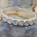 925 Sterling Silver Pearl & Aquamarine Womens Eternity Ring - Customizable 9K, 10K, 14K, 18K Yellow, Rose Or White Gold Platinum