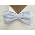 Pale Blue & White Stripe Bow Tie, Summer Wedding Ties, Proms Tie