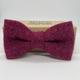 Harris Tweed Bow Tie in Raspberry - Pre-Tied, Boy's Sizes, Pocket Square & Matching Cufflinks Available