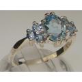 925 Sterling Silver Natural Aaa Aquamarine Cluster Ring - Customizable Platinum, 9K, 10K, 14K, 18K Yellow, Rose Or White Gold