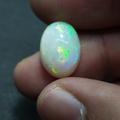 Natural Opal 14.1x10 Mm Oval Shaped Cabochon, Weight-3 Carats, Ethiopian Opal, Floral & Flag Pattern, Bright Green Orange Fire
