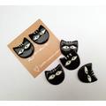 Handmade Ceramic Cat Shaped Buttons, Set Of 6 Black & White Craft Buttons/Bespoke Buttons/Crochet/Knitting/Sewing