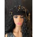 Bling Beret, Black Jeweled Embellished Hat, Studded Bling Punk Custom Made Holiday Gift Hat