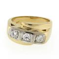 Estate 3-stone Diamond Crossover Ring 14K Two-Tone Gold 0.57 Ctw Rounds Sz 7