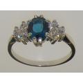 White Gold Natural London Blue Topaz & Diamond Engagement Ring | Choose From 9K, 10K Or 14K