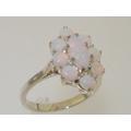 White Gold Natural Australian Opal Flower Ring | Cluster Classic Floral - Select From 9K Or 14K