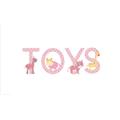 Toy Box Or Toys Stickers, Pink Jungle Animals Design Letters, Safari Animal Sticker On Letter Vinyl Decal 4