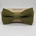 Irish Linen Bow Tie in Moss Green - Pre-Tied, Boy's Sizes, Pocket Squares Available
