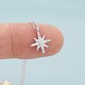 Tiny Starburst Pendant Necklace in Sterling Silver, Silver Or Gold, Cz North Star Necklace, Celestial Jewellery