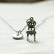 Chair Necklace, Furniture Charm, Initial Necklace, Hand Stamped, Personalized, Antique Silver, Monogram