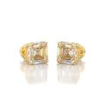 3 Ct Asscher Cut Stud Earrings Real 14K Solid Yellow Gold Solitaire Screw Back 7mm