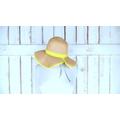 Tan Yellow Polka Dot Paper Straw Floppy Sun Hat
