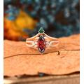 Rose Gold Red Garnet Ring Set, Vintage Birthstone Engagement Emerald Stacking Ring, Genuine Gemstone Promise Bridal Sets