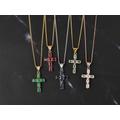 Cross Pendant Necklace , 925 Sterling Silver Precious Gemstone Gold Religious Necklace For Girls, Gift Her
