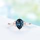 London Blue Topaz Engagement Ring 3 Stone Marquise Wedding Band Pear Cut Vintage Bridal Promise Anniversary 14K Gold