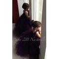 Wedding Flower Girl Dress, Tutu Dress, Tulle Handmade Dress in Plum & Gunmetal 3-4T