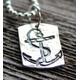 Men's Silver Anchor Necklace, Personalized Hand Stamped Dog Tag, Custom Tag Necklace - My Nautical