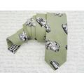 Neck Tie For Men, Vintage Cars On A Khaki Background, Slim With Contrast Lining