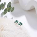 Shamrock Leaf Enamel Stud Earrings in Sterling Silver, Silver Or Gold, Flower Earrings, Clover Good Luck Gift