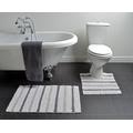 Allure Luxury 2 Piece Bath Mat & Pedestal Set - Textured Stripe Bathmat Toilet 100% Cotton