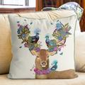 Spring Decor Pillows Deer Cushion & Blue Birds Animal Pillow Woodland Decor Throw Living Room Farmhouse Style Sofa Pillow