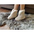 Beige Merino Pure Sheep's Wool Slippers/Sheepskin Brand - Eco Boots Moccasins Non Slip Sole Christmas Sale Birthday Mother Gift