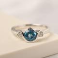 Round Shaped Swiss Blue Topaz Promise Ring Sterling Silver November Birthstone