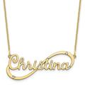 Lasered/Polished Elegant Infinity Cursive Nameplate with 18-Inch/1-mm Thick Matching Cable Chain & Natural Diamonds Christmas Valentines