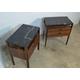 Bedside Table Pair, Nightstand With Two Drawers & A Shelf in Walnut Wood Black Marble Top