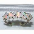 14K White Gold Natural Opal Womens Eternity Ring - Customizable Platinum, 9K, 10K, 14K, 18K Yellow, Rose Or