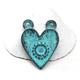 Copper Heart Pendant Green Patina Heart Charm Verdigris Bead - 3427