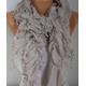 Beige Ruffle Cotton Scarf, Cowl Scarf Gift For Her Women's Fashion Accessories Scarves, Spring Summer Scarf