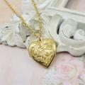 Gold Heart Locket, Flower Victorian Jewelry, Gift